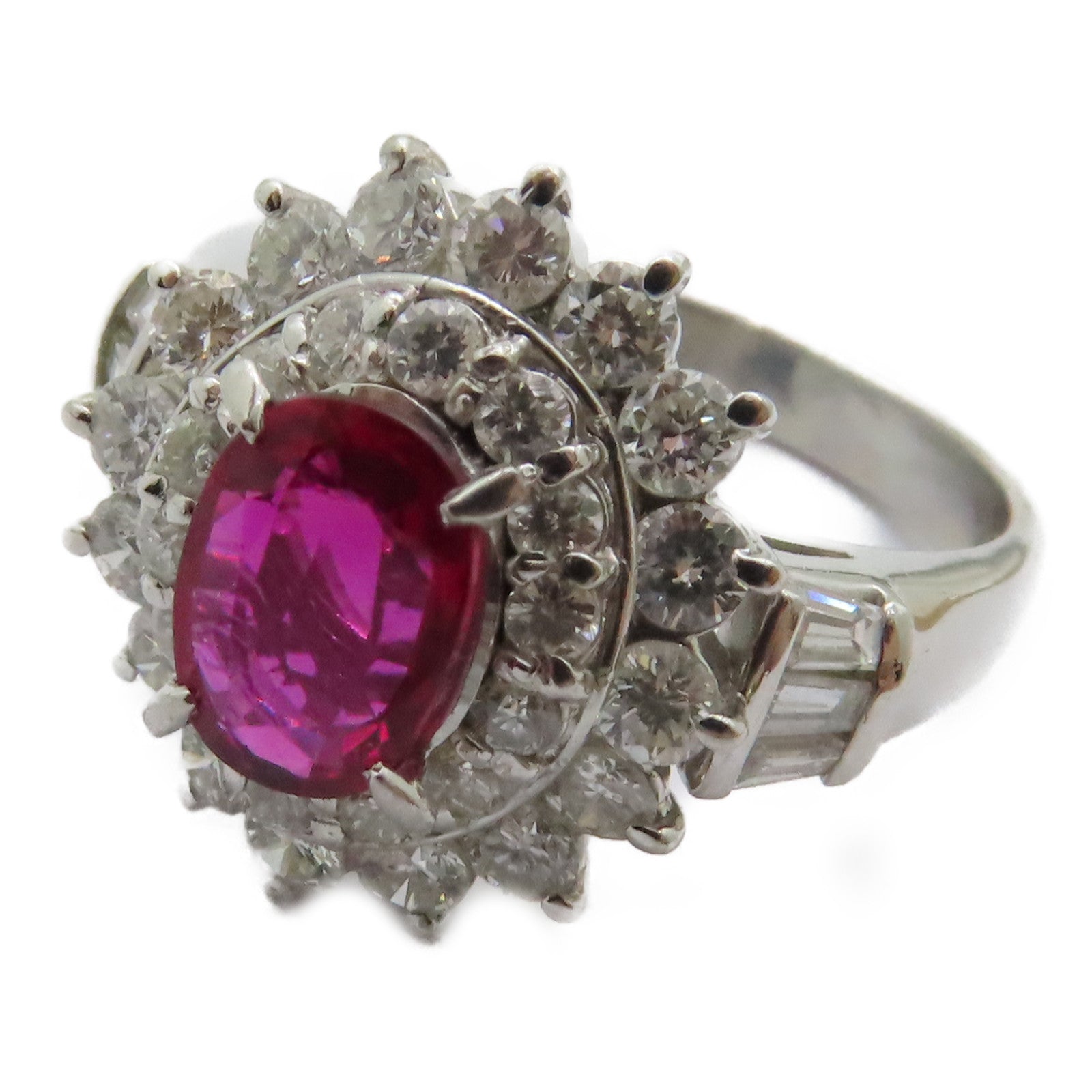 JEWELRY 【激減優惠】PT900鉑金Ruby Diamond Ring 0.97ct紅寶石/1.17ct鑽石戒指US#7