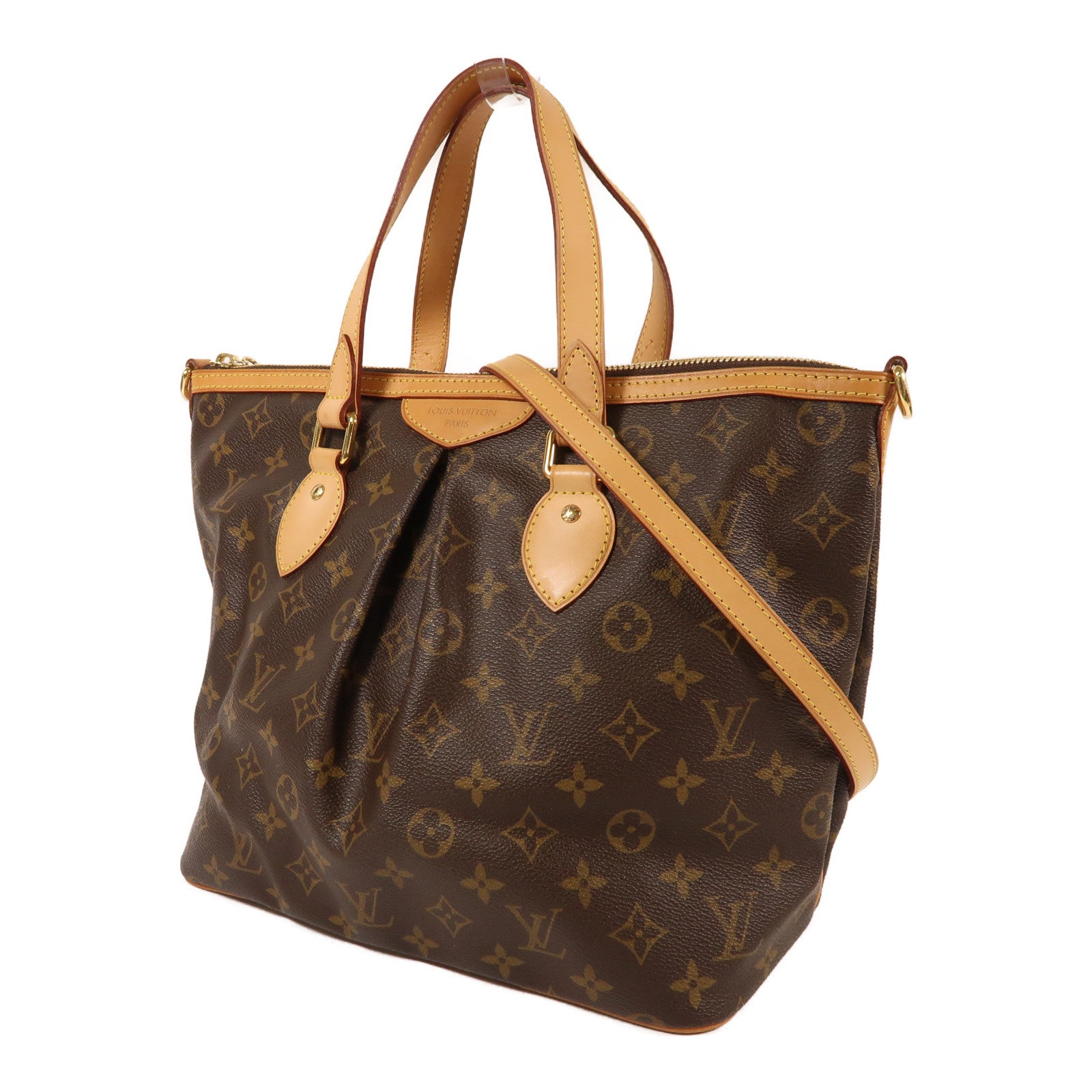 LOUIS VUITTON Monogram Palermo PM金扣手挽肩背兩用袋棕色