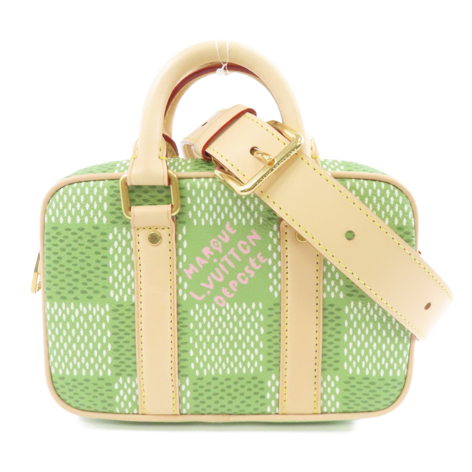 LOUIS VUITTON Green Damier Nano Porte Documents Voyage金扣手挽肩背兩用袋綠色