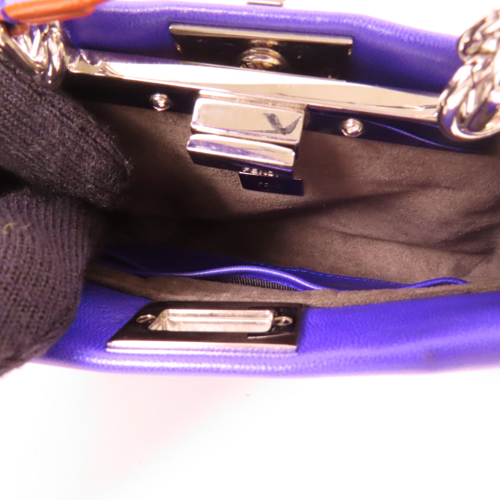 FENDI 牛皮皮革2Way Shoulder銀扣手挽肩背兩用袋