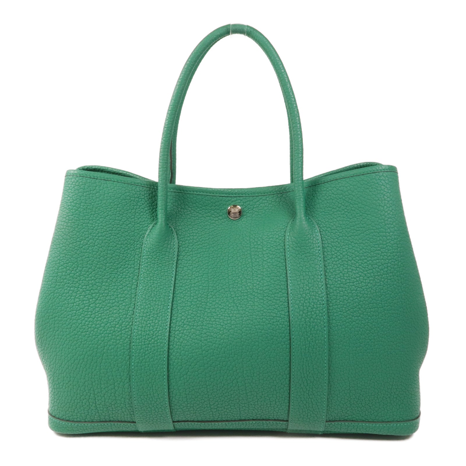 HERMES【激減優惠】 Negonda皮革Garden Party PM銀扣手挽袋Vert Vertigo