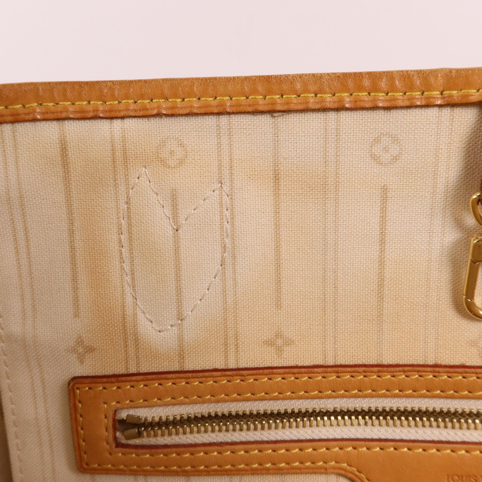 LOUIS VUITTON Damier Azur Neverfull MM金扣手挽袋