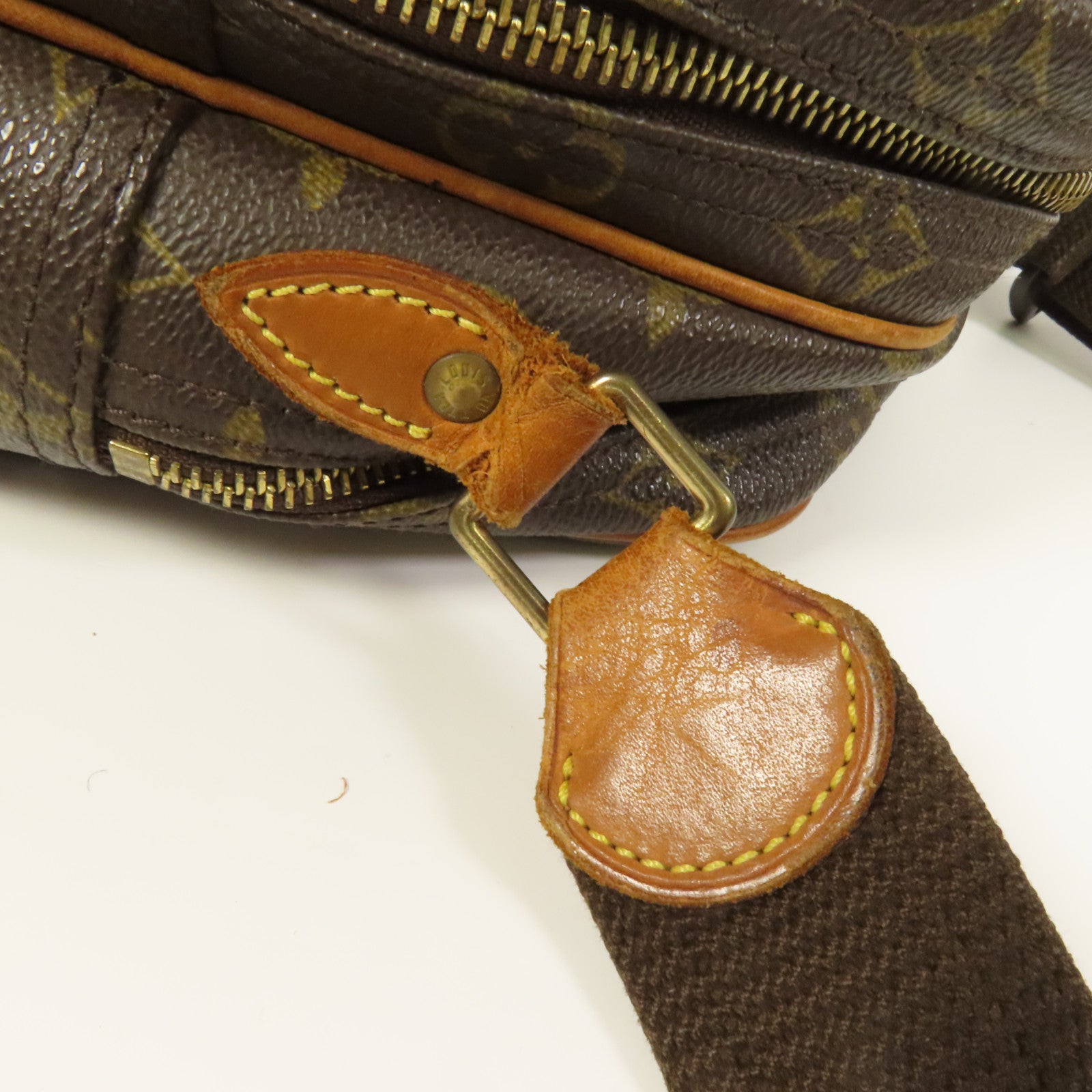 LOUIS VUITTON Monogram Reporter PM金扣肩背袋棕色