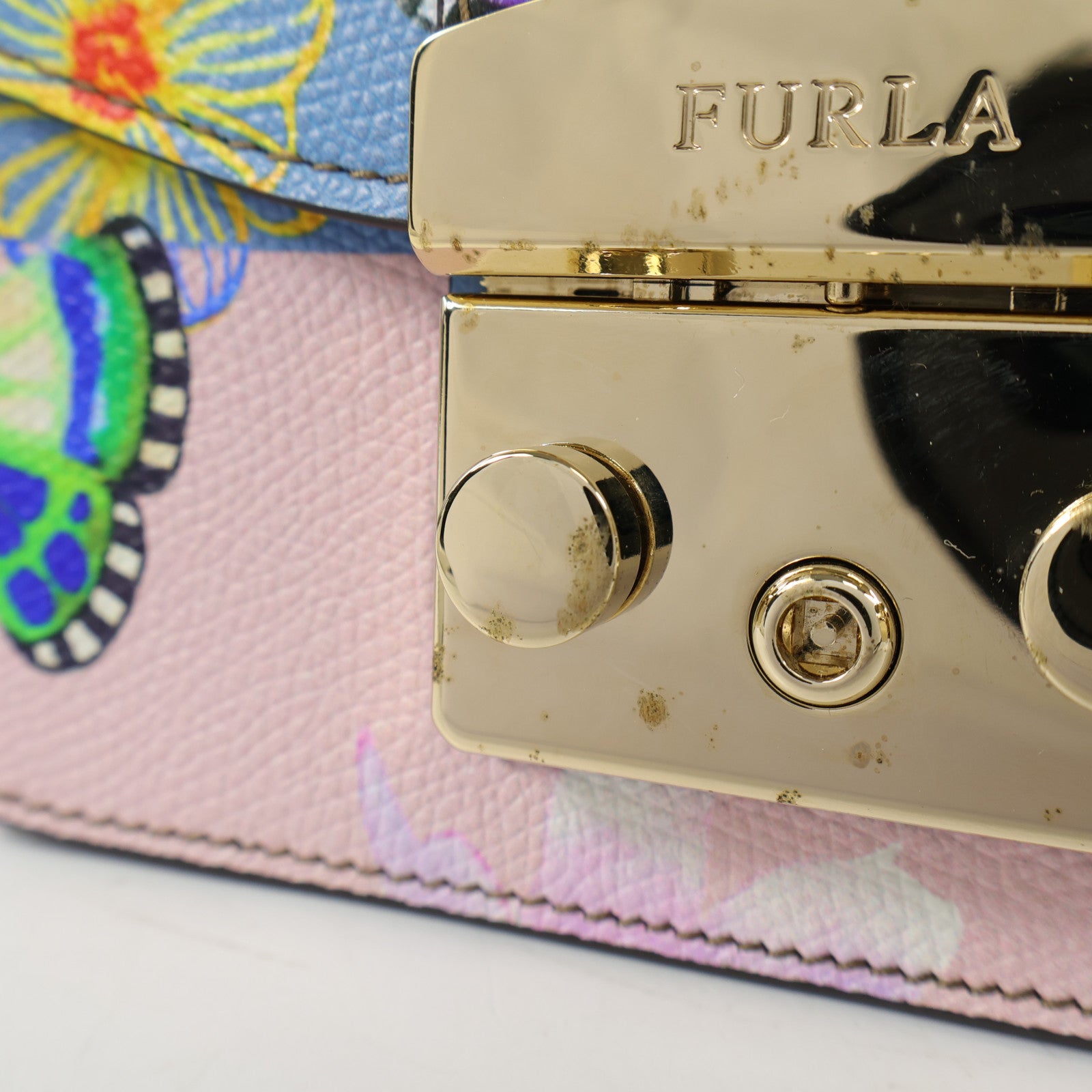 Furla 牛皮皮革Shoulder Bag金扣肩背袋