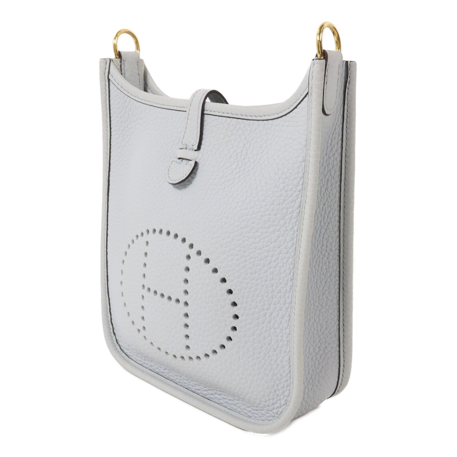 HERMES Clemence皮革Evelyne TPM肩背袋Bleu Pale