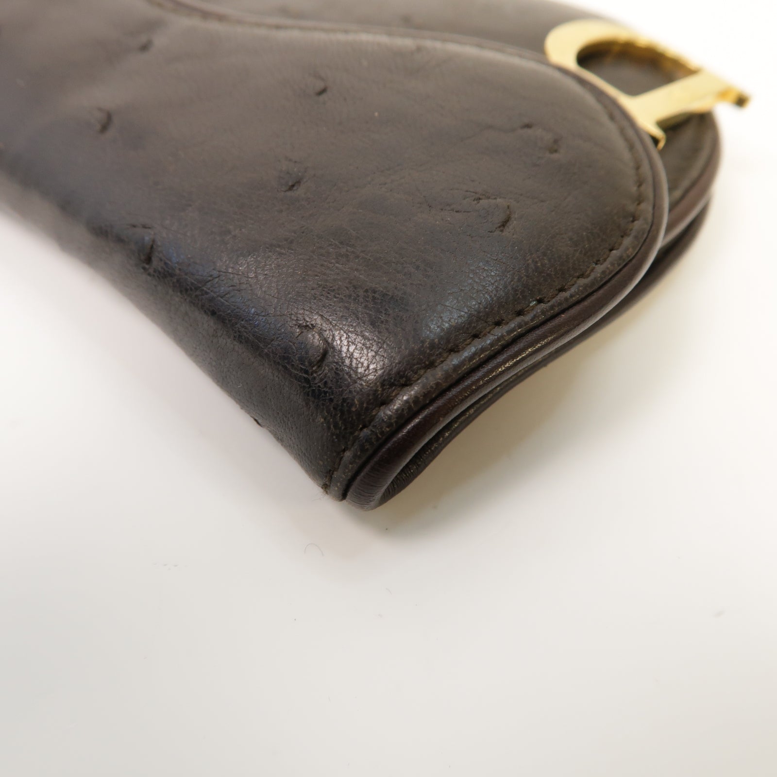 Dior **【激減優惠】駝鳥皮革Coin Case金扣零錢包啡色