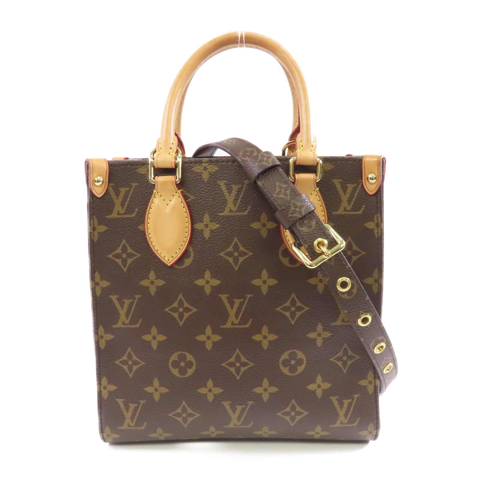 LOUIS VUITTON 【激減優惠】Monogram Sac Plat BB金扣手挽肩背兩用袋啡色