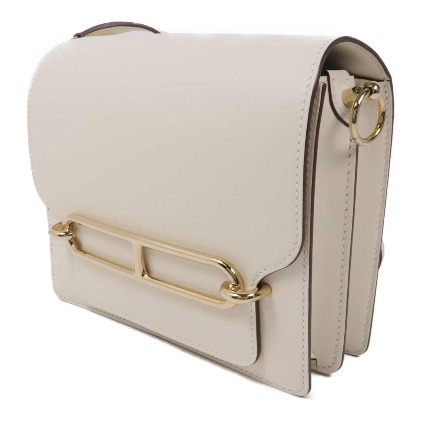 HERMES Swift皮革Mini Roulis金扣肩背袋Nata
