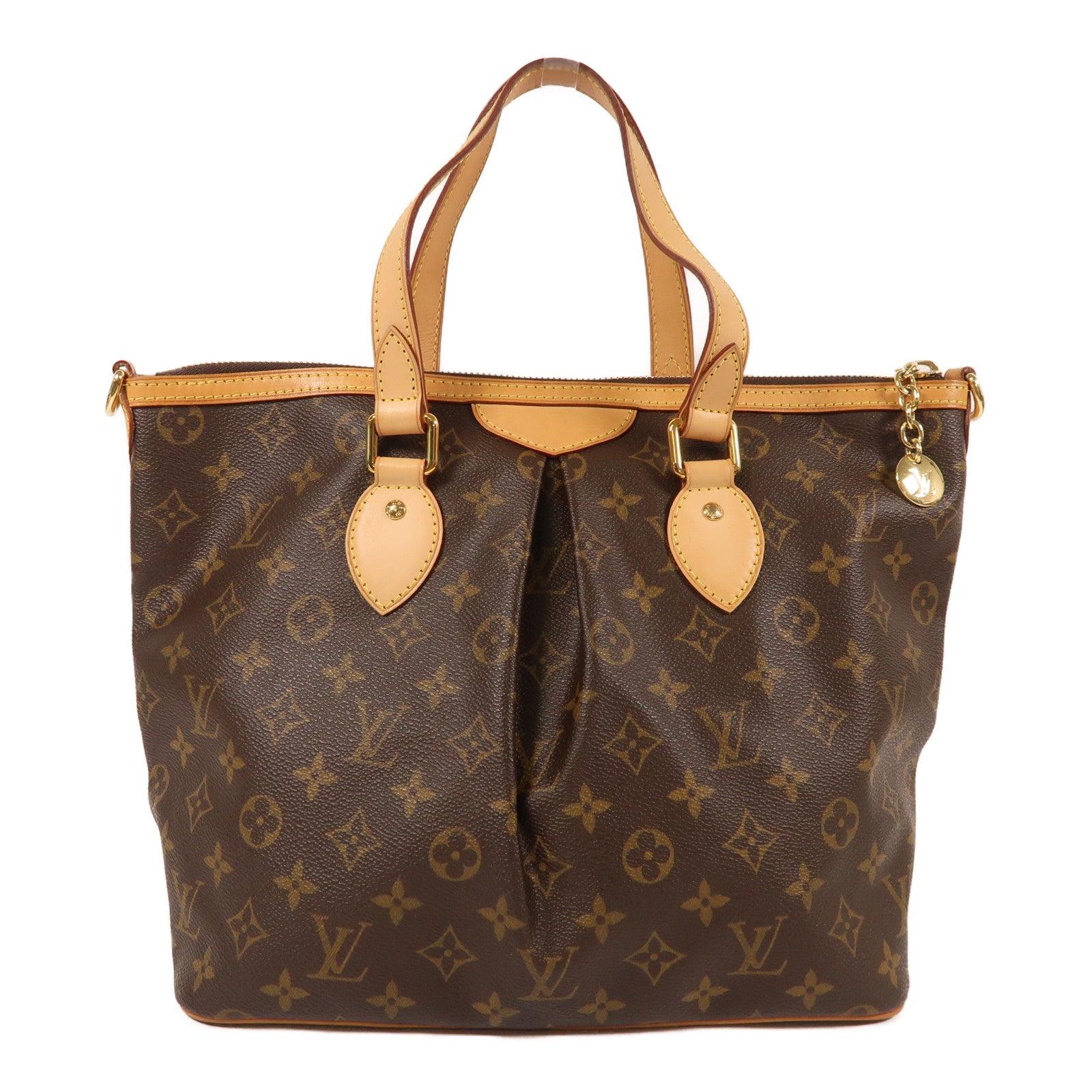 LOUIS VUITTON Monogram Palermo PM金扣手挽肩背兩用袋棕色