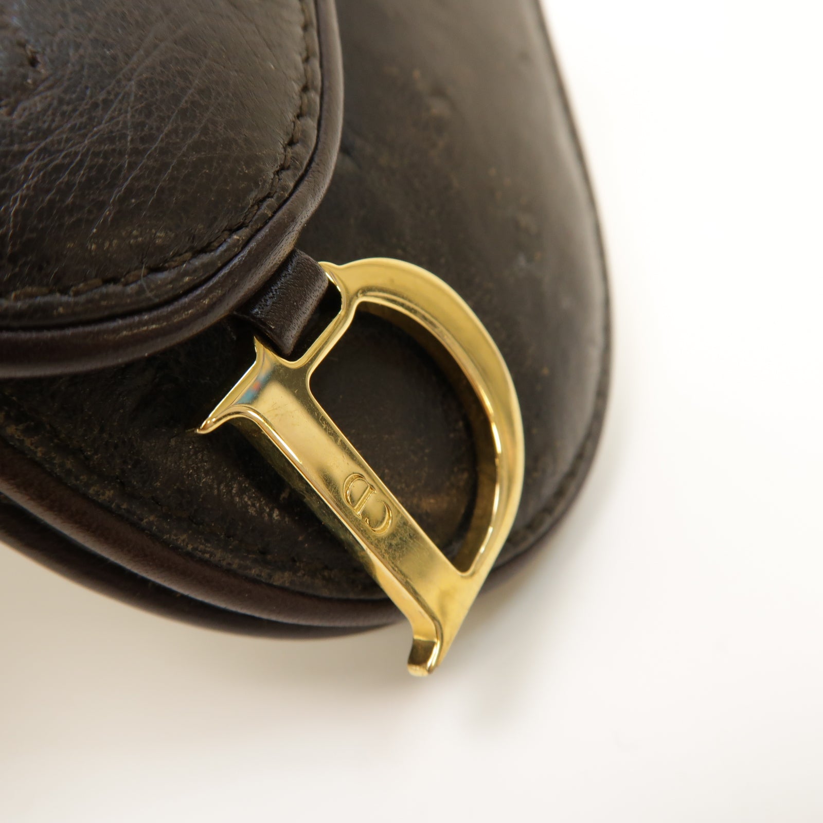 Dior **【激減優惠】駝鳥皮革Coin Case金扣零錢包啡色