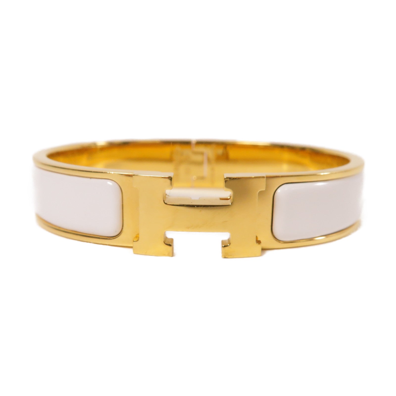 HERMES 金屬Clic H手鐲金色/白色