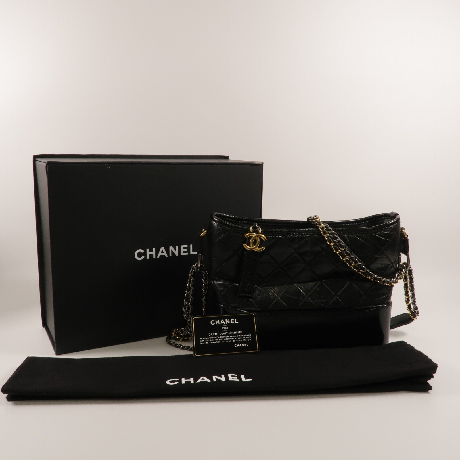 CHANEL 牛皮皮革Gabrielle Medium鏈帶手挽肩背兩用袋