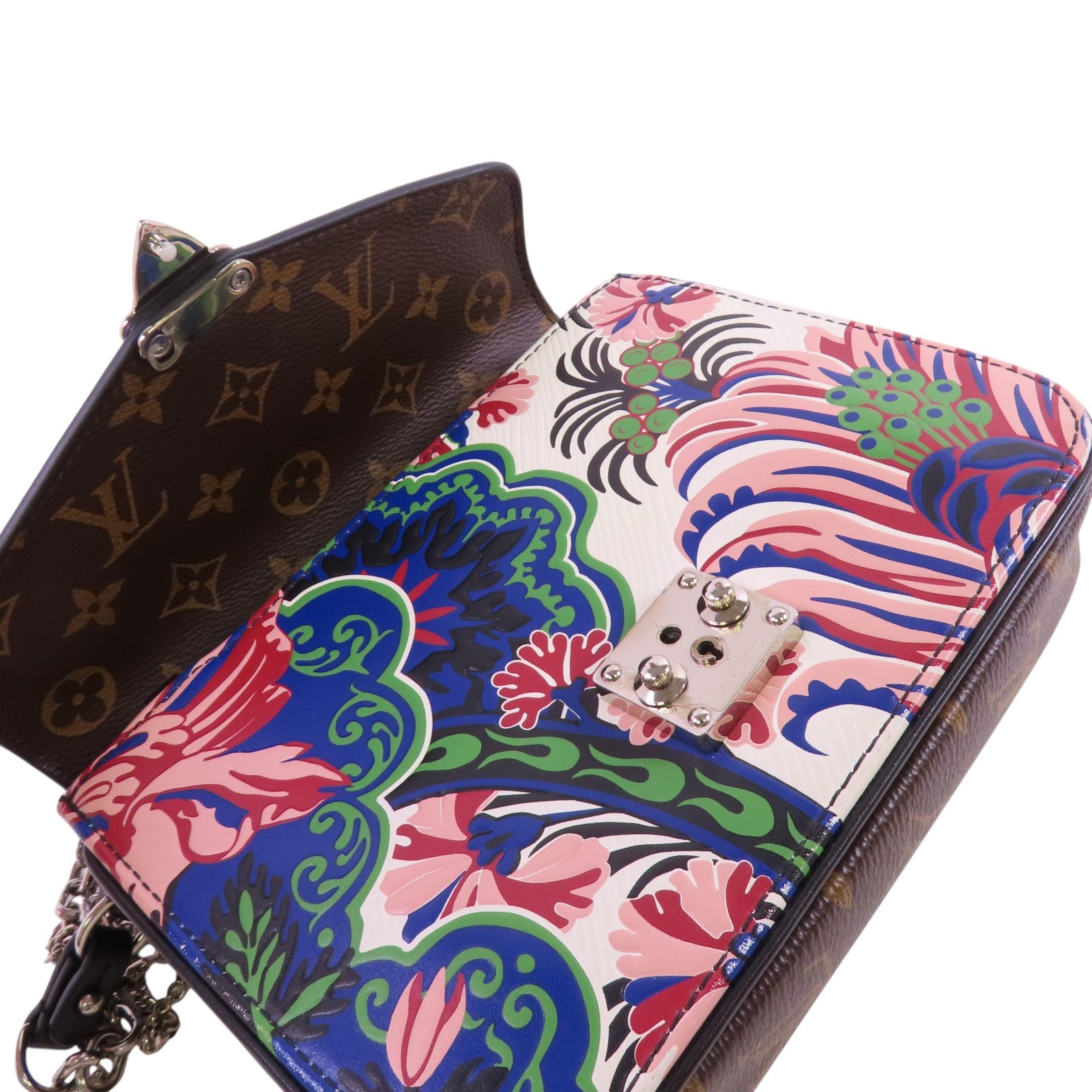 LOUIS VUITTON Epi Leather/Monogram Pochette Metis銀扣鏈帶手挽肩背兩用袋