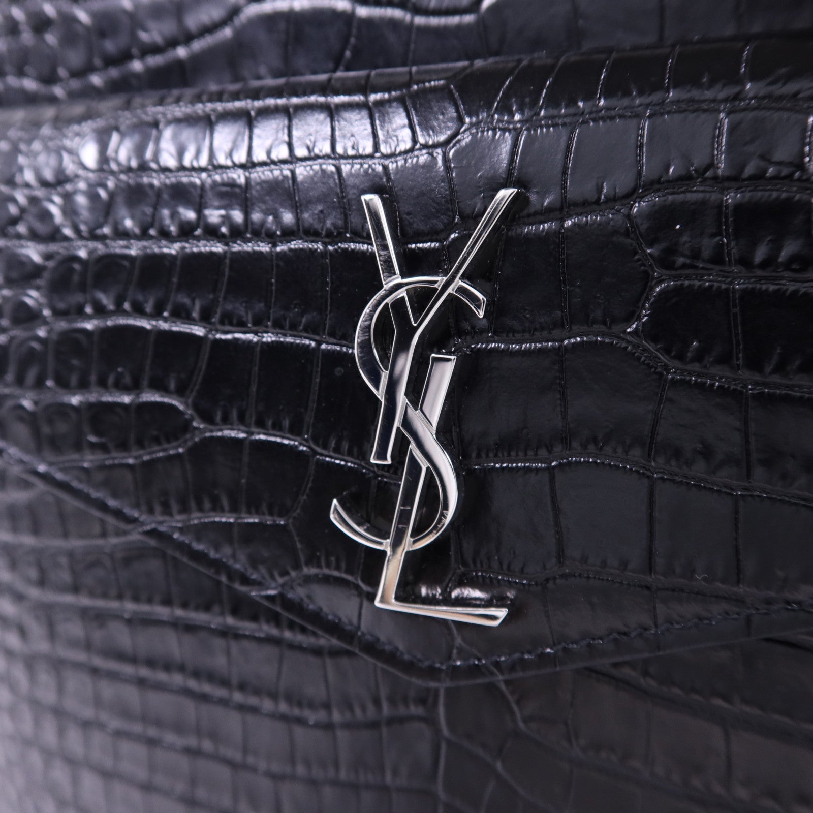 SAINT LAURENT 牛皮皮革Uptown Small Tote銀扣手挽肩背兩用袋