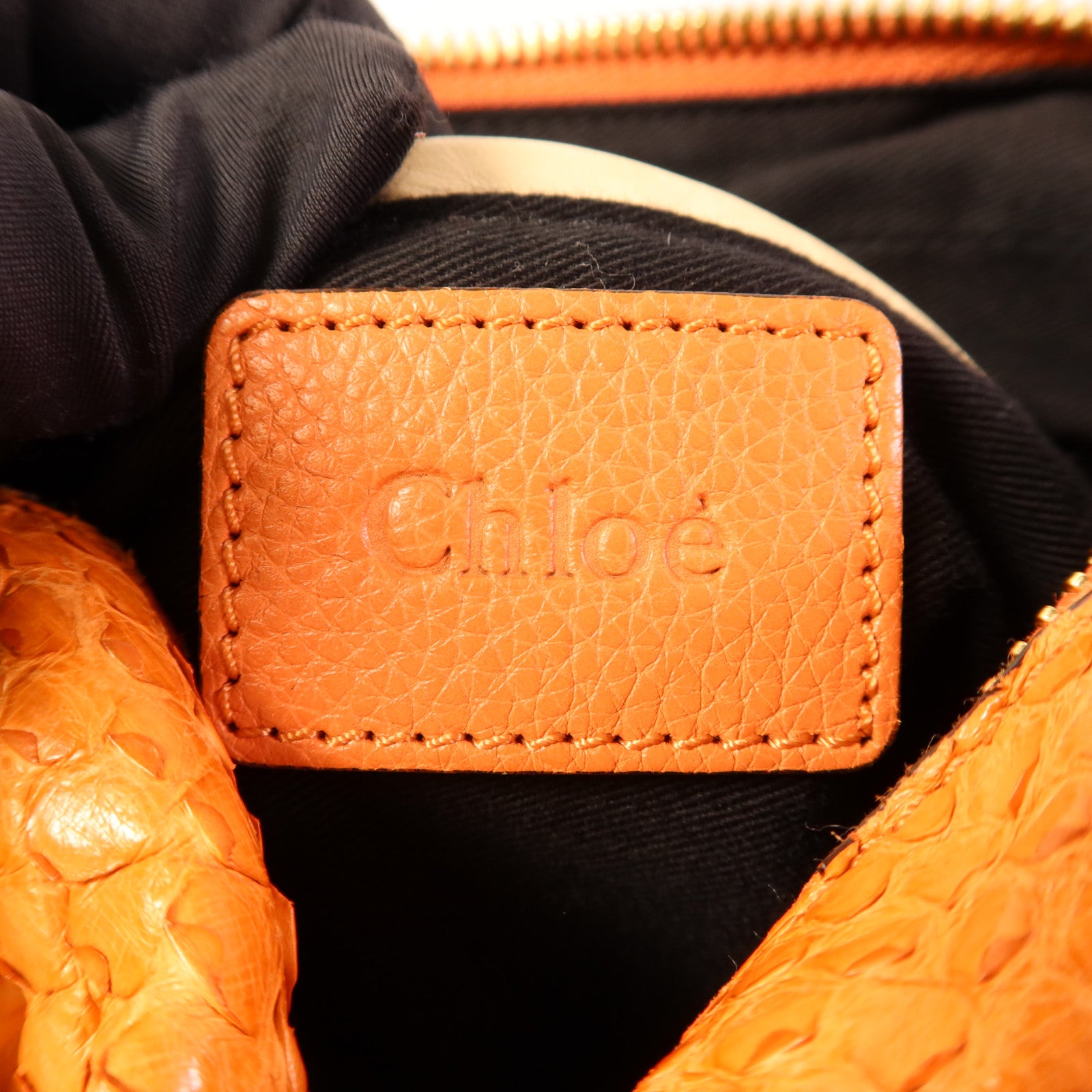 Chloe 蛇皮皮革2 Way Shoulder Bag金扣手挽肩背兩用袋