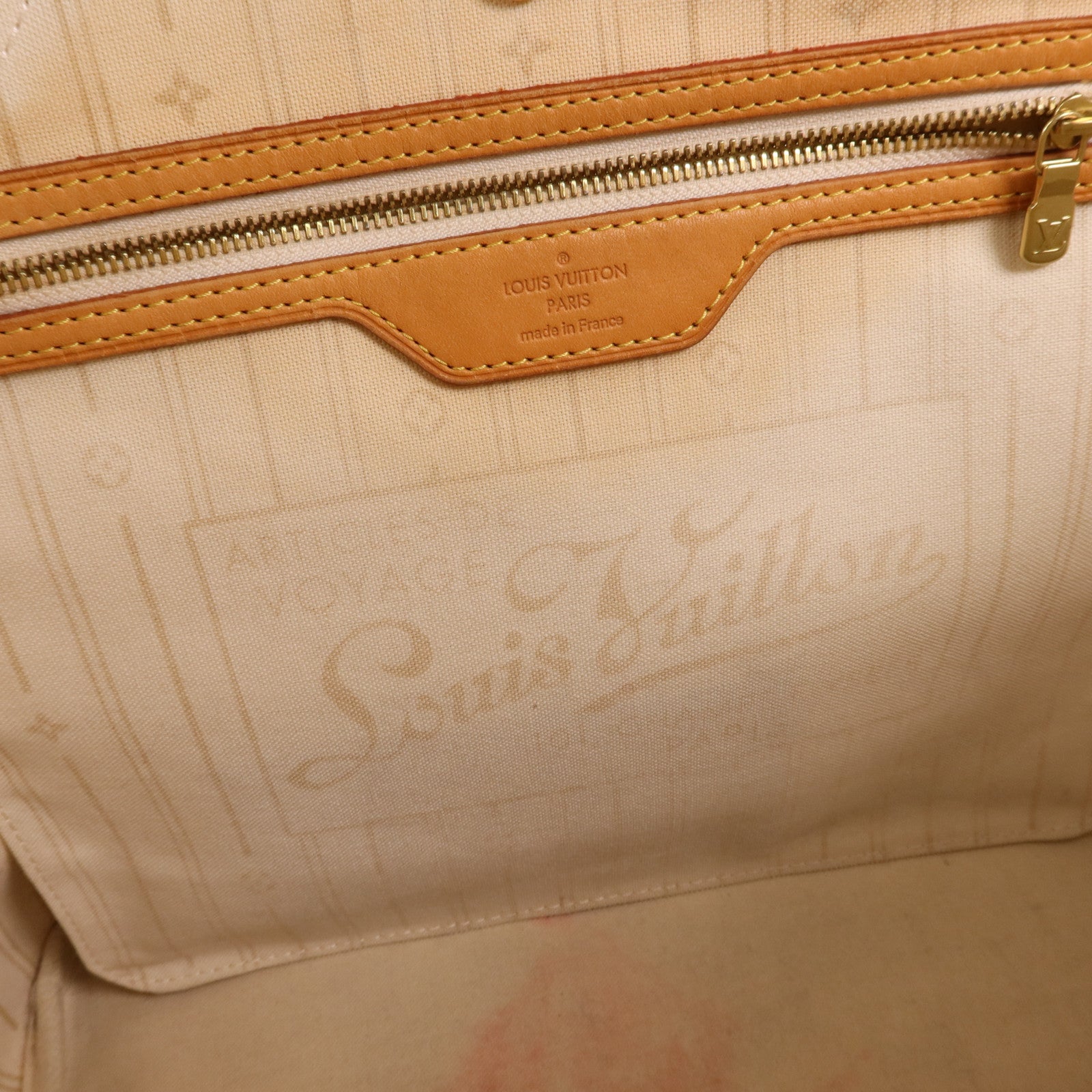 LOUIS VUITTON Damier Azur Neverfull MM金扣手挽袋