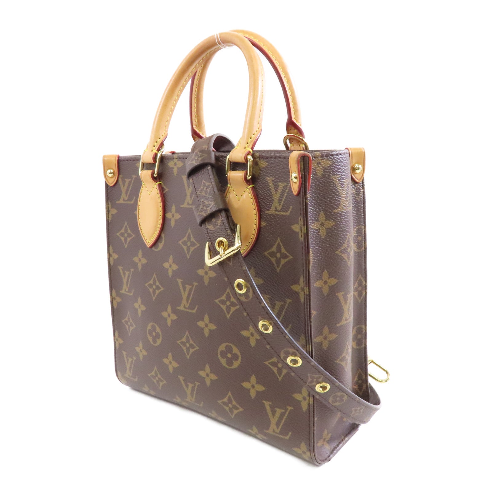 LOUIS VUITTON 【激減優惠】Monogram Sac Plat BB金扣手挽肩背兩用袋啡色