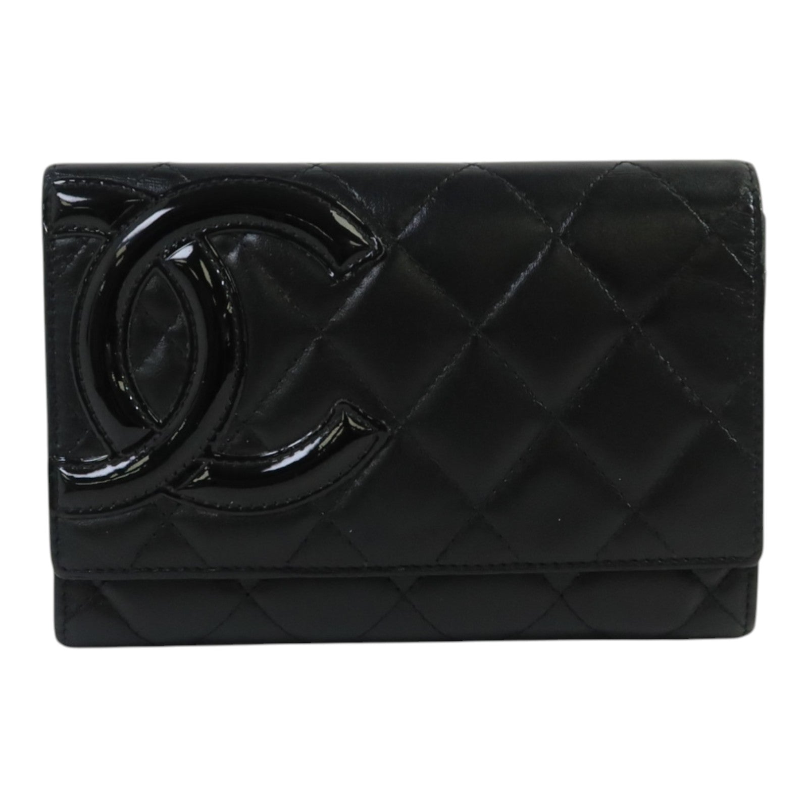 CHANEL 牛皮皮革Cambon Compact Wallet銀扣錢包