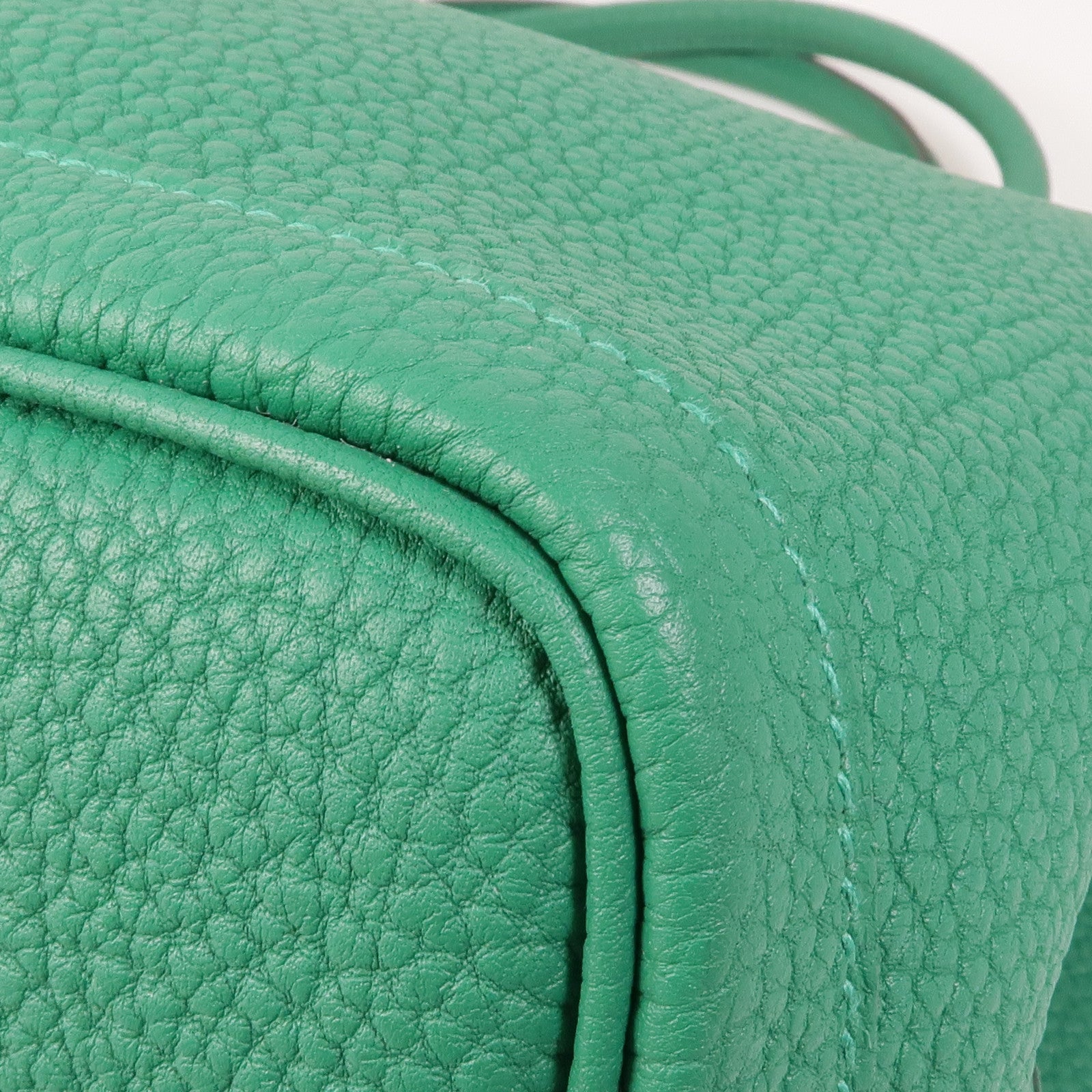 HERMES【激減優惠】 Negonda皮革Garden Party PM銀扣手挽袋Vert Vertigo
