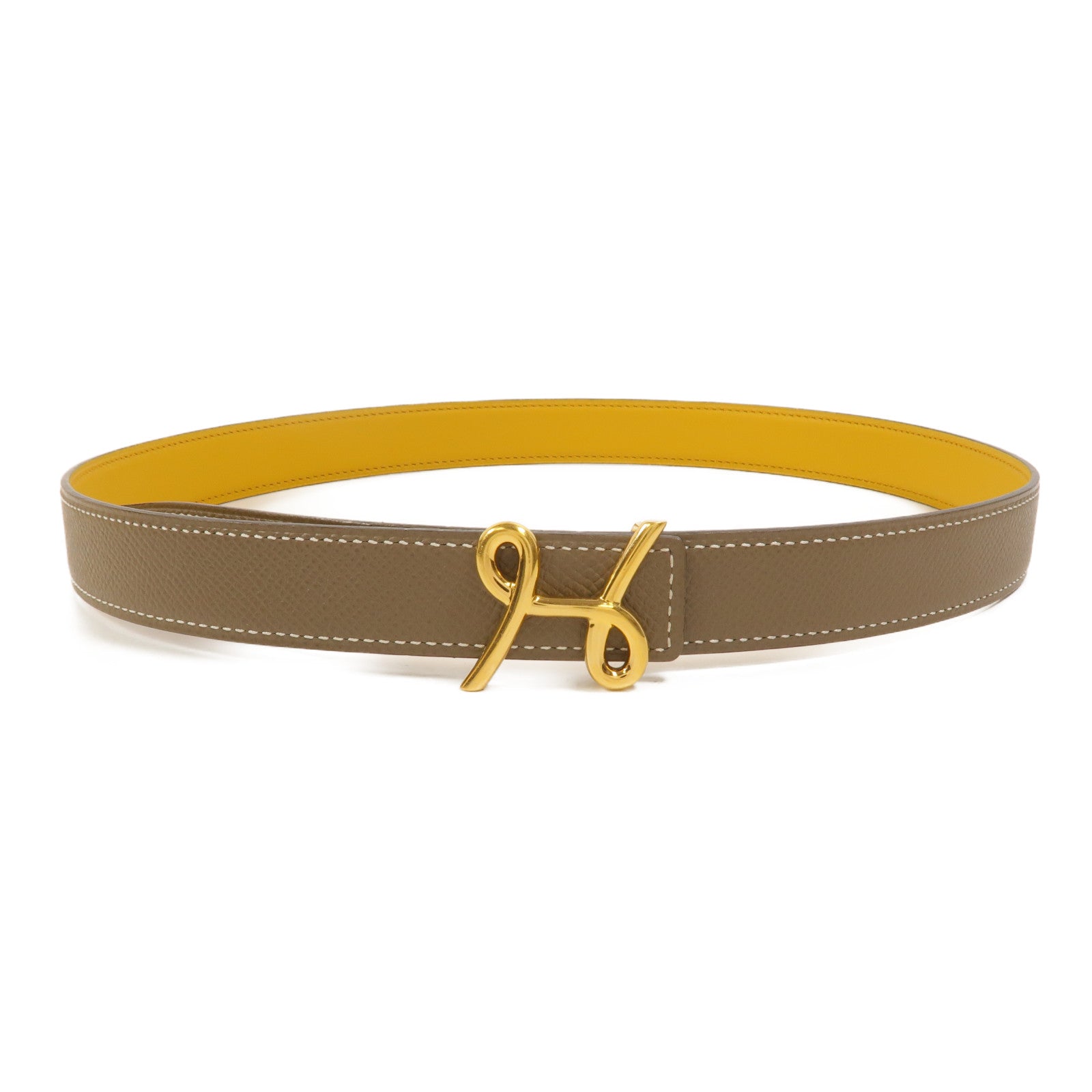 HERMES Epsom/Swift皮革Cursives Reversible Belt 75cm皮帶