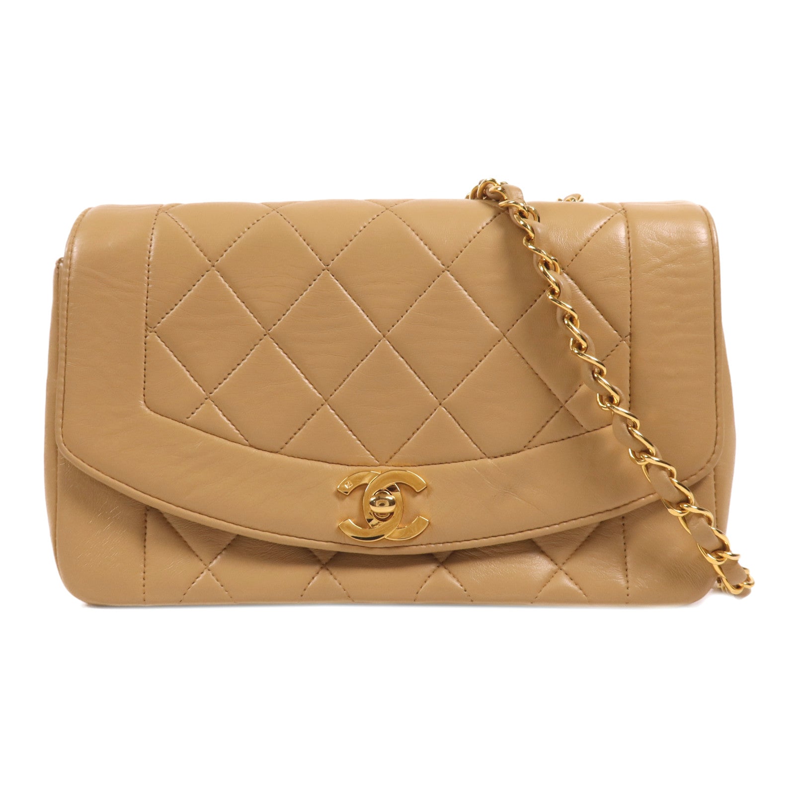 CHANEL 羊皮皮革Diana金扣鏈帶肩背袋