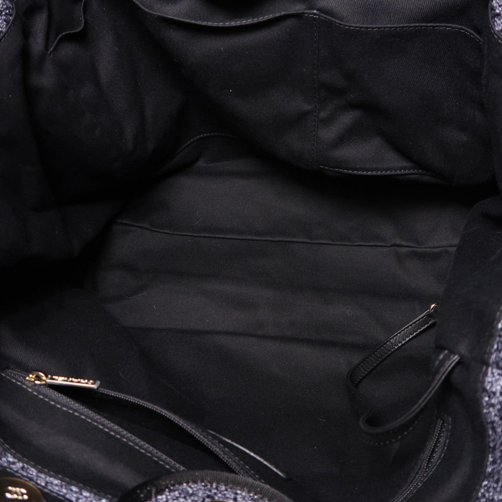 CHANEL Straw Deauville Tote Bag銀扣手挽肩背兩用袋黑色