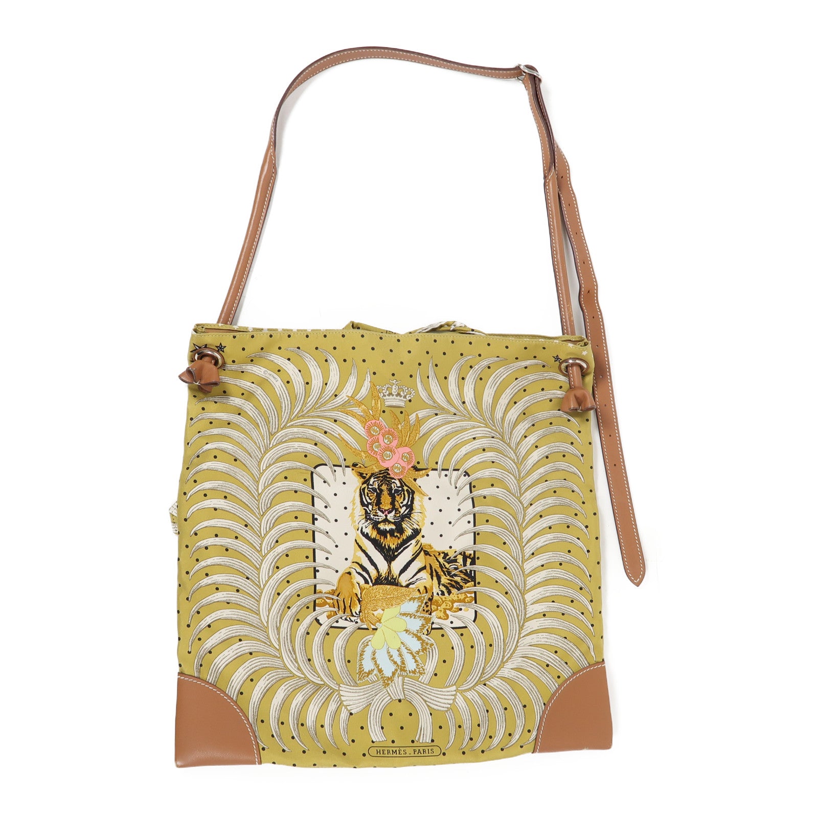 HERMES 絲質Silky City 33銀扣肩背袋黃色/啡色/粉紅色– Brand