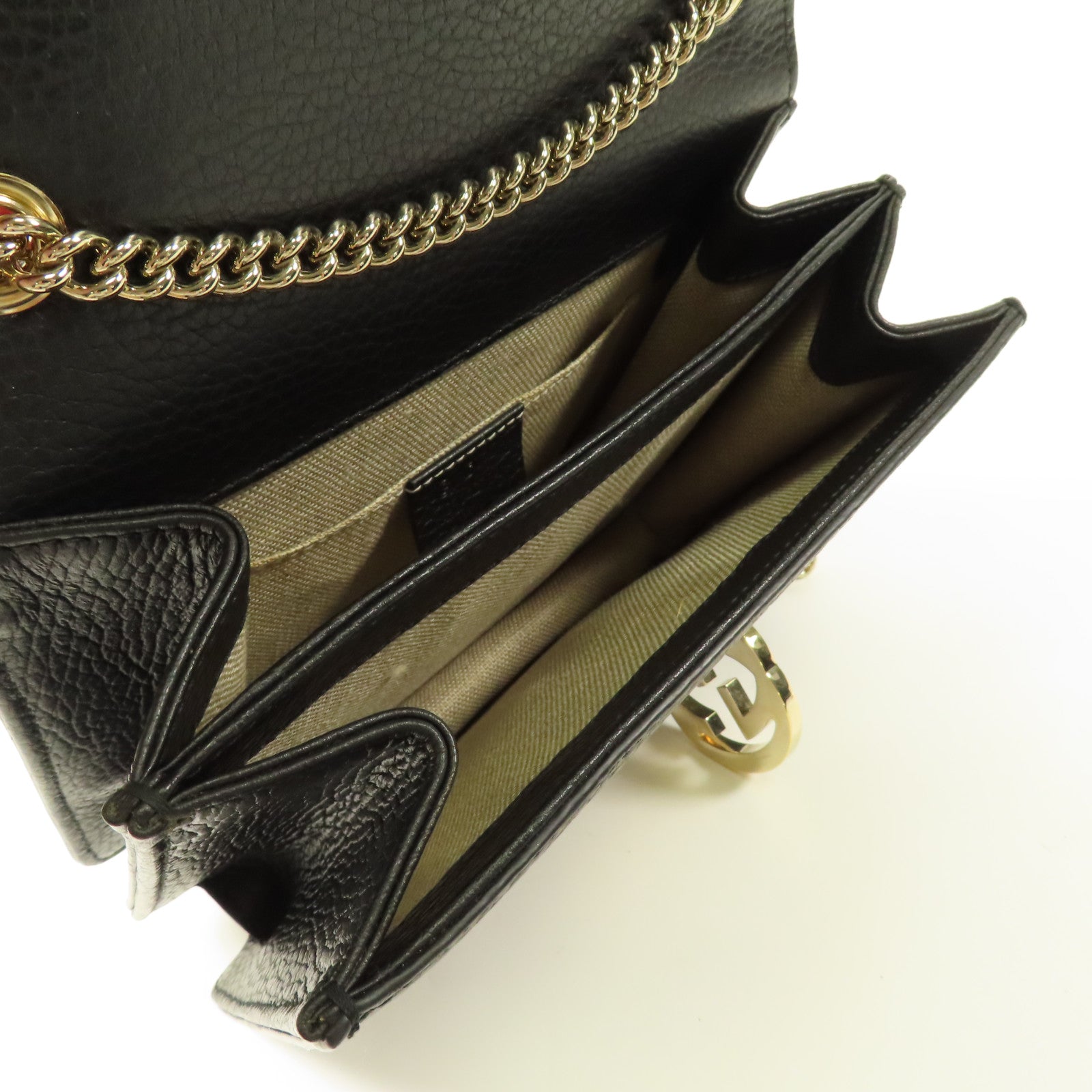 GUCCI 牛皮皮革Interlock金扣鏈帶肩背袋