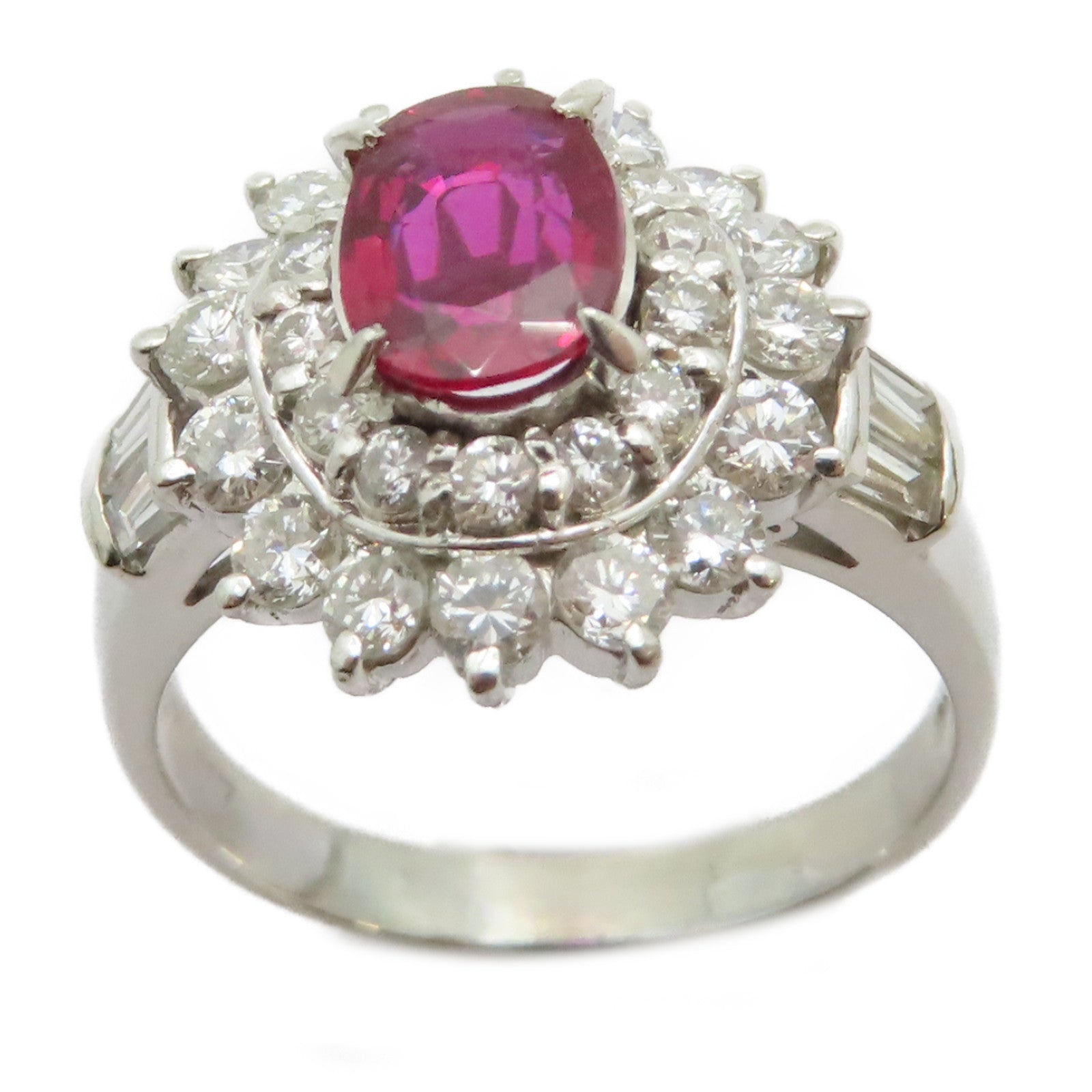 JEWELRY 【激減優惠】PT900鉑金Ruby Diamond Ring 0.97ct紅寶石/1.17ct鑽石戒指US#7