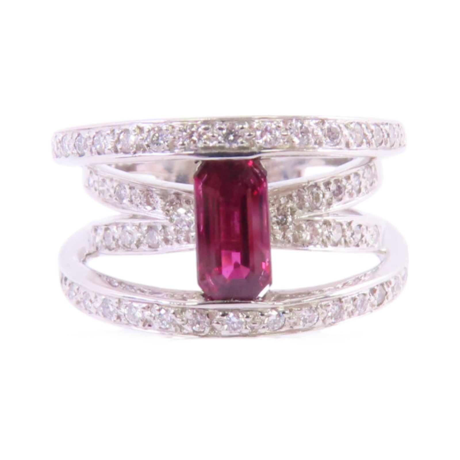 JEWELRY PT900鉑金/紅寶石/鑽石Ruby Diamond Ring戒指US#5.5