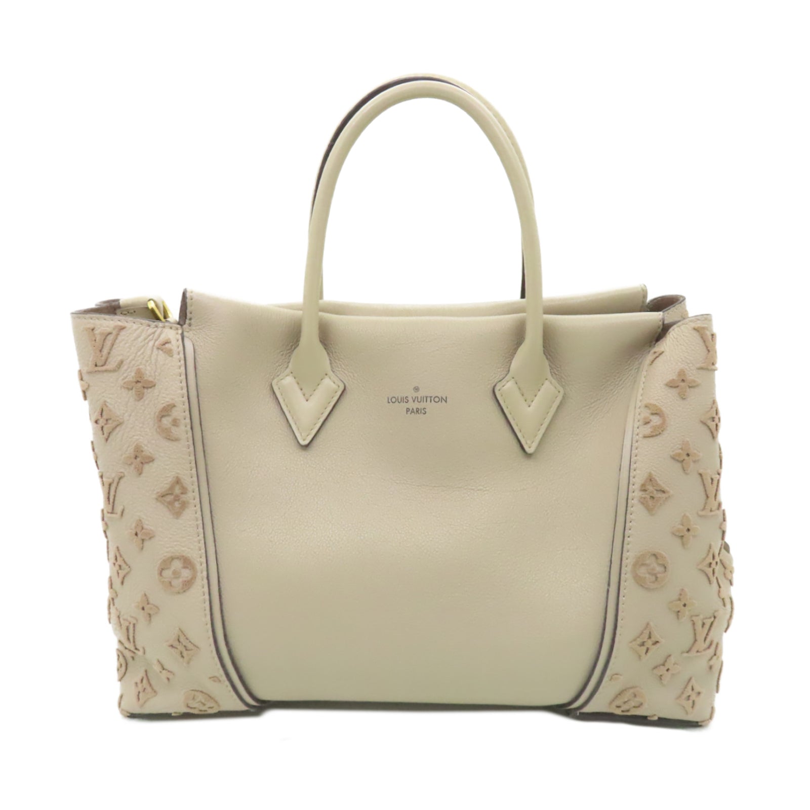 LOUIS VUITTON 【激減優惠】皮革Tote W PM金扣手挽袋米色
