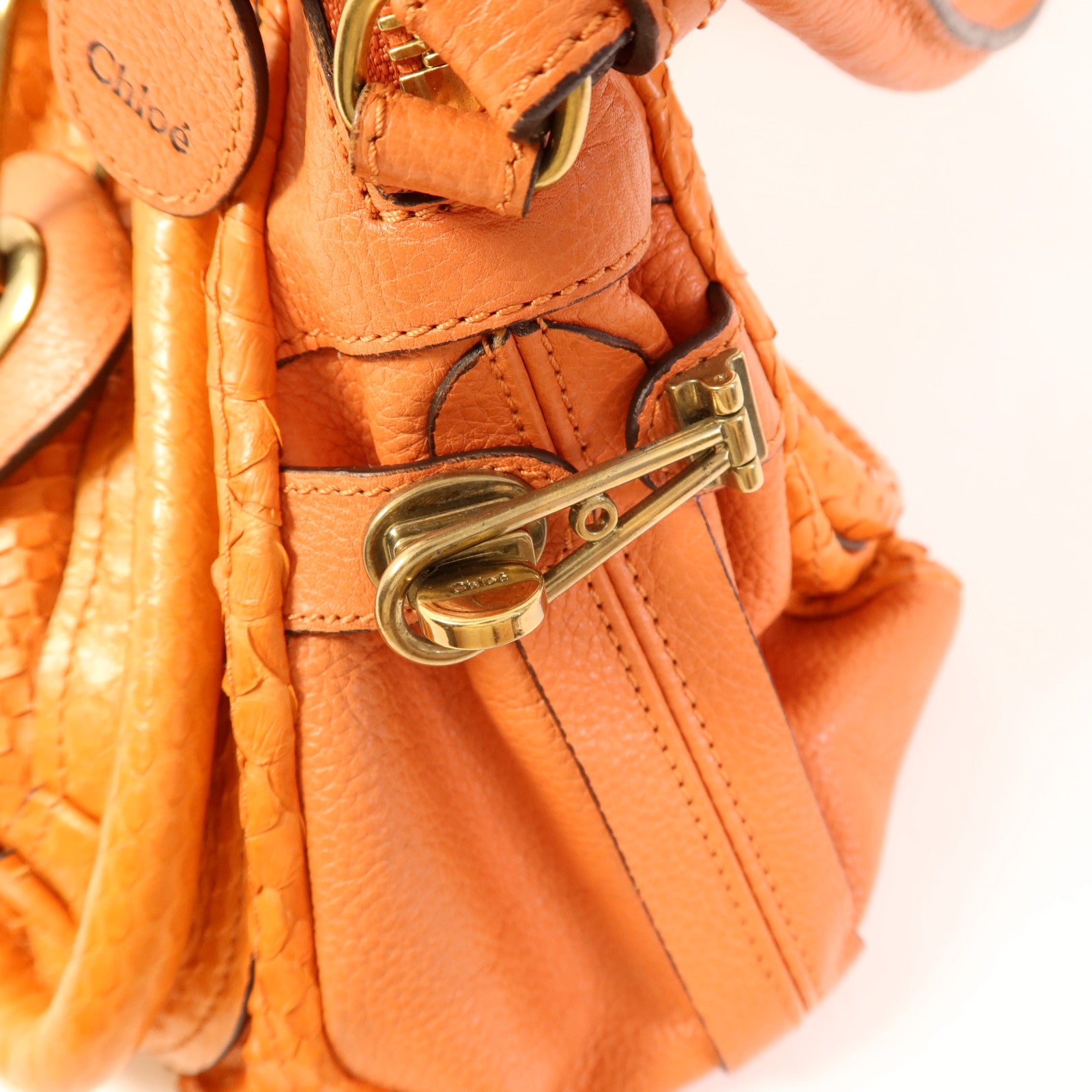 Chloe 蛇皮皮革2 Way Shoulder Bag金扣手挽肩背兩用袋