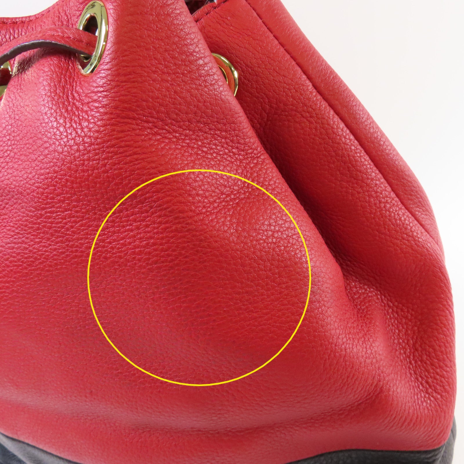 Michael Kors 皮革Bucket Bag金扣肩背袋紅色/黑色
