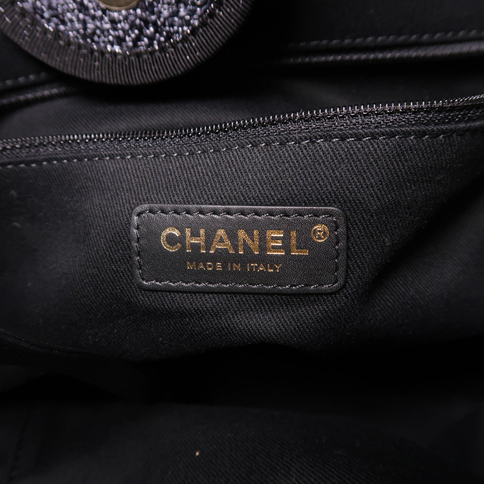 CHANEL Straw Deauville Tote Bag銀扣手挽肩背兩用袋黑色