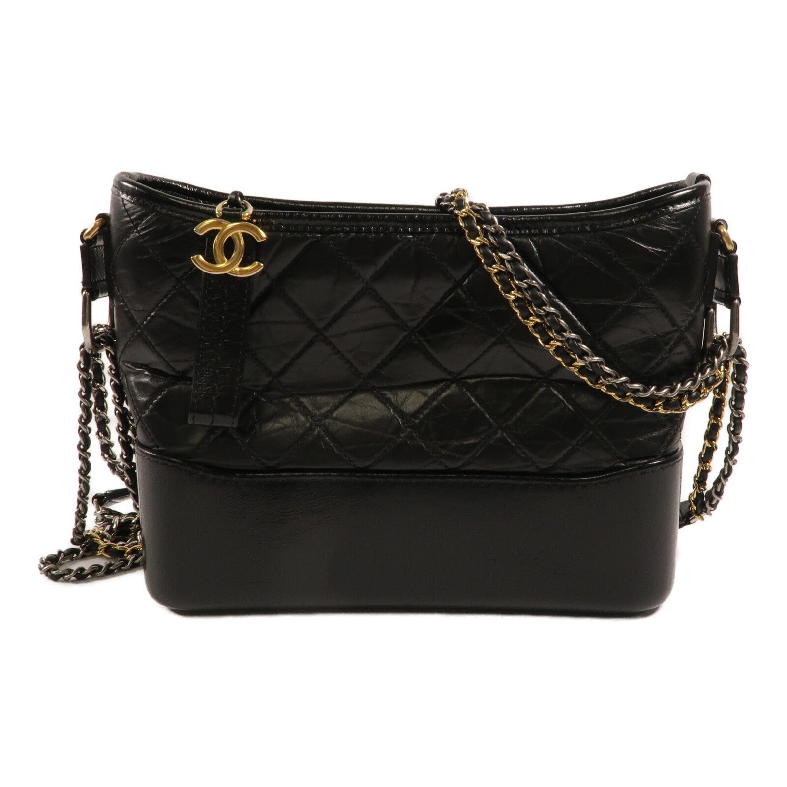 CHANEL 牛皮皮革Gabrielle Medium鏈帶手挽肩背兩用袋
