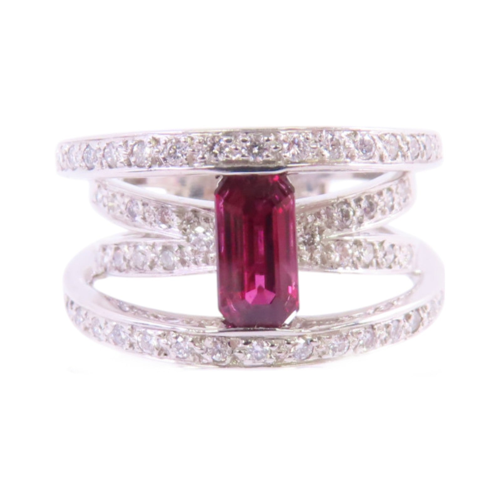 JEWELRY PT900鉑金/紅寶石/鑽石Ruby Diamond Ring戒指US#5.5
