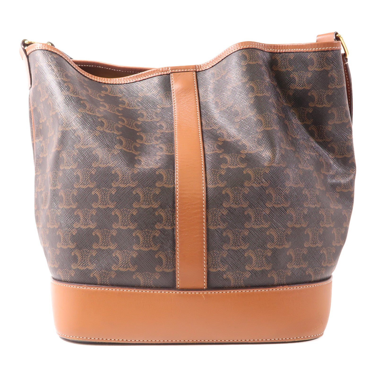 CELINE 塗層帆布Triomphe Bucket Medium金扣肩背袋