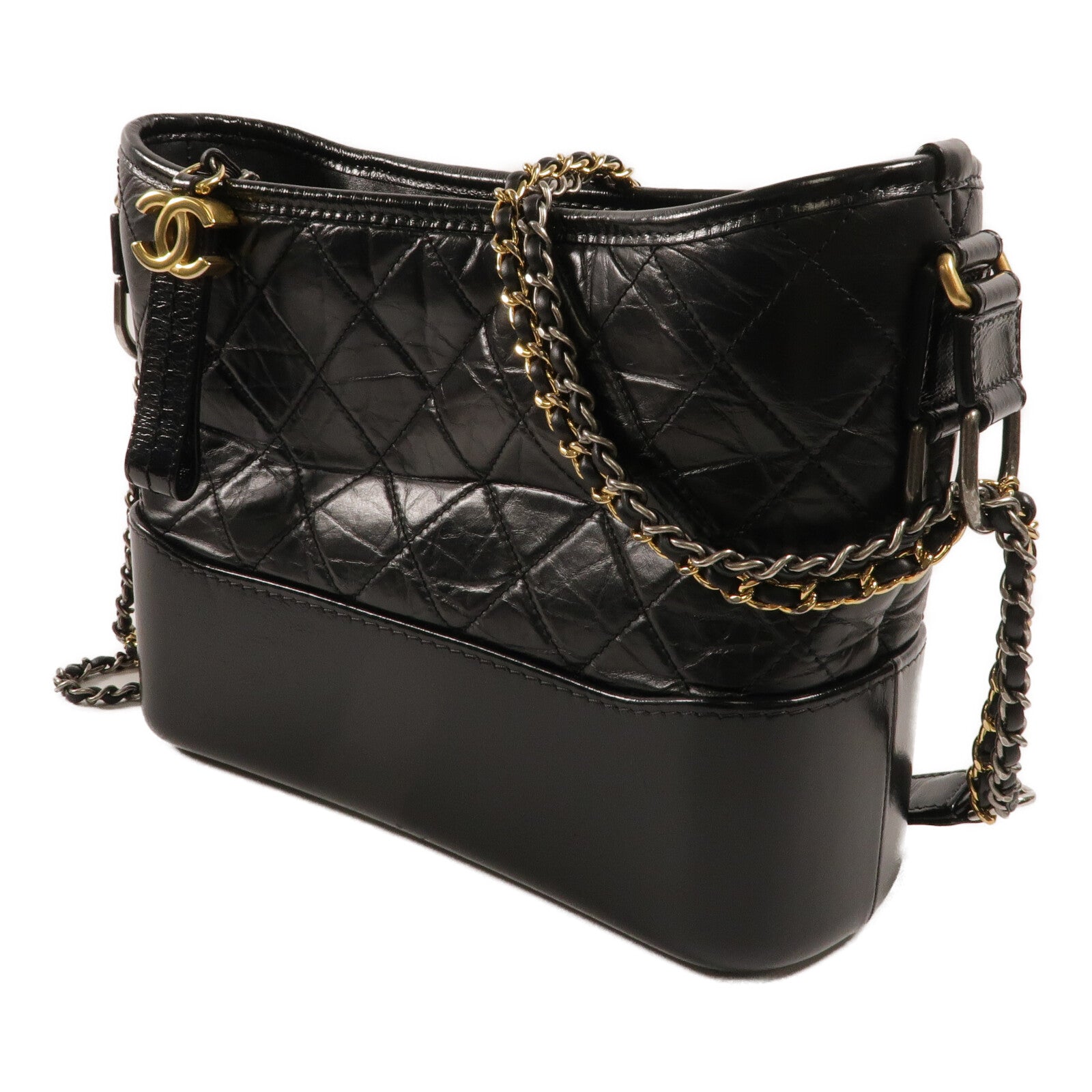 CHANEL 牛皮皮革Gabrielle Medium鏈帶手挽肩背兩用袋