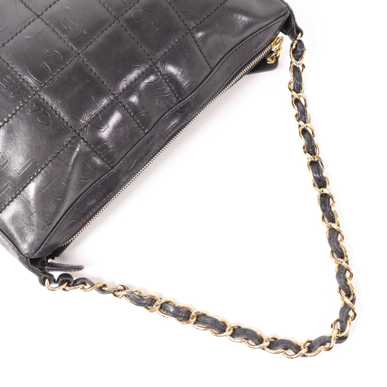 CHANEL 羊皮皮革Vintage Chain Shoulder金扣鏈帶肩背袋