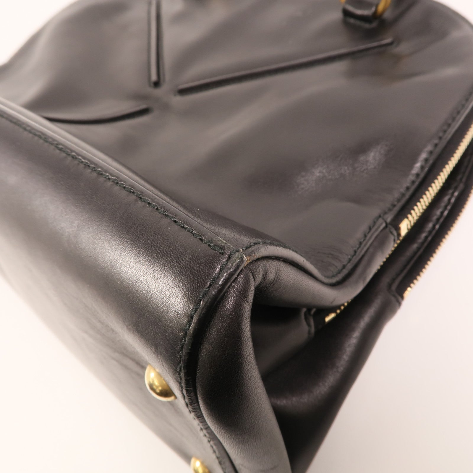SAINT LAURENT 羊皮皮革Rive Gauche 32金扣手挽袋