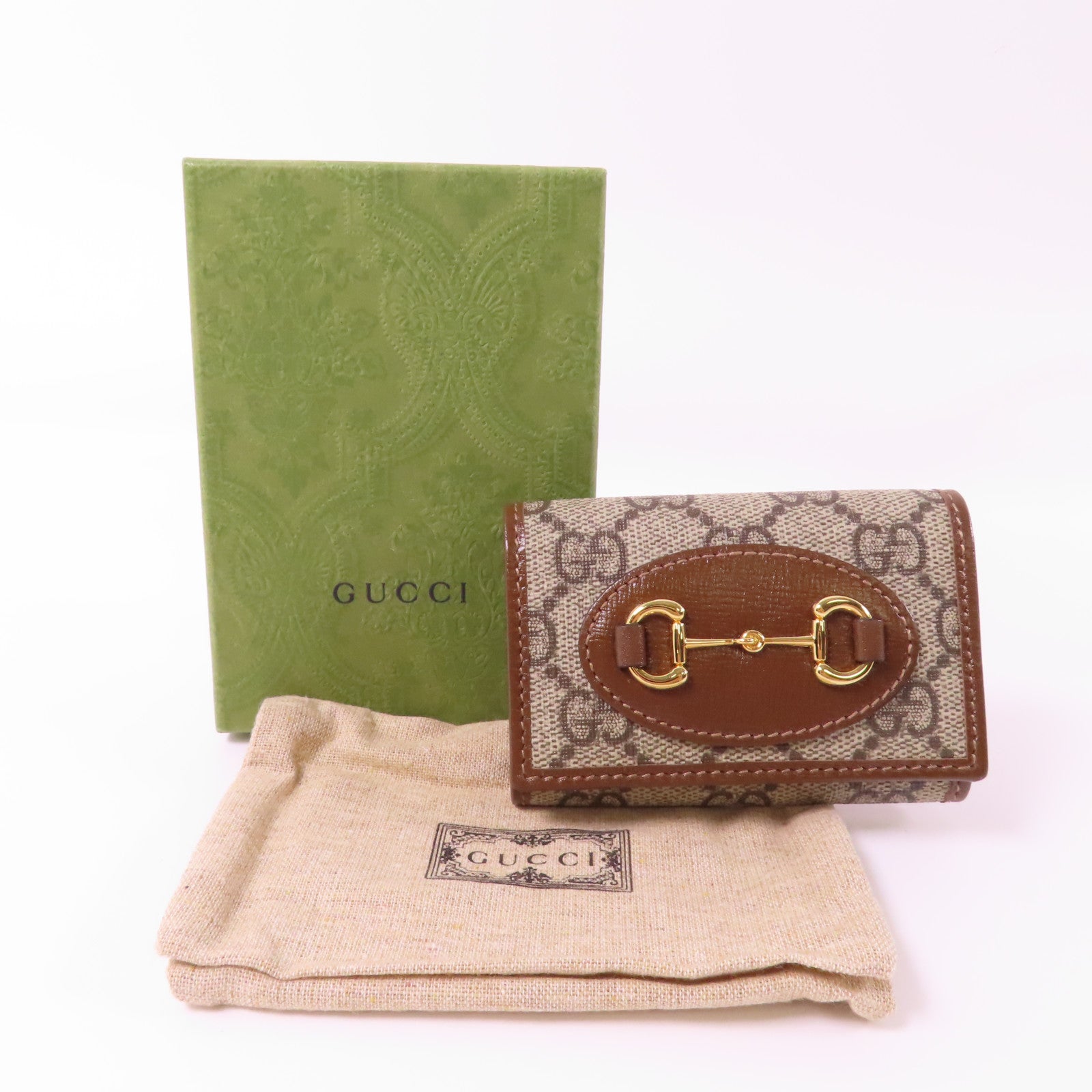 GUCCI 塗層帆布Key Holder金扣鎖匙包啡色