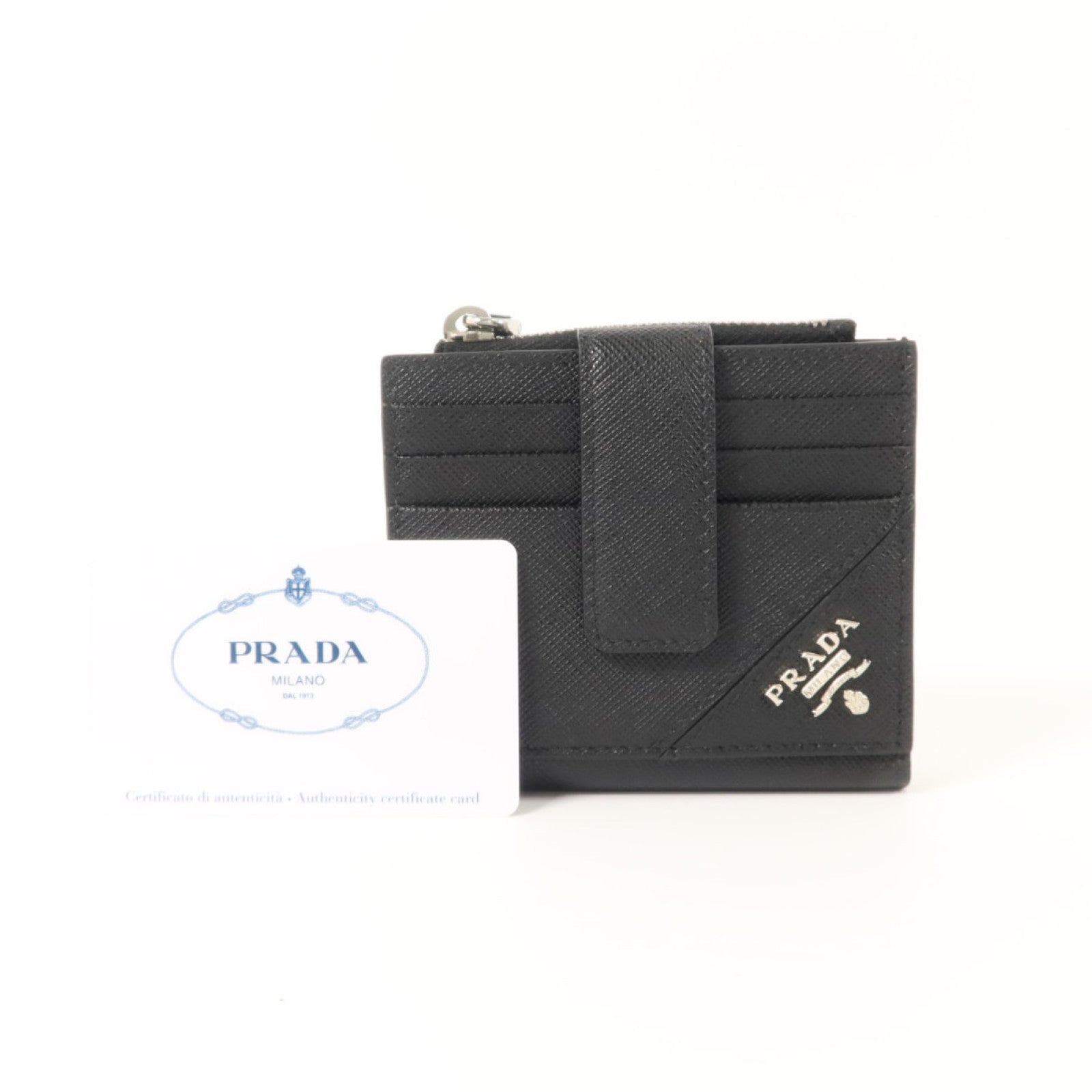 PRADA Saffiano皮革Bifold Wallet銀扣錢包