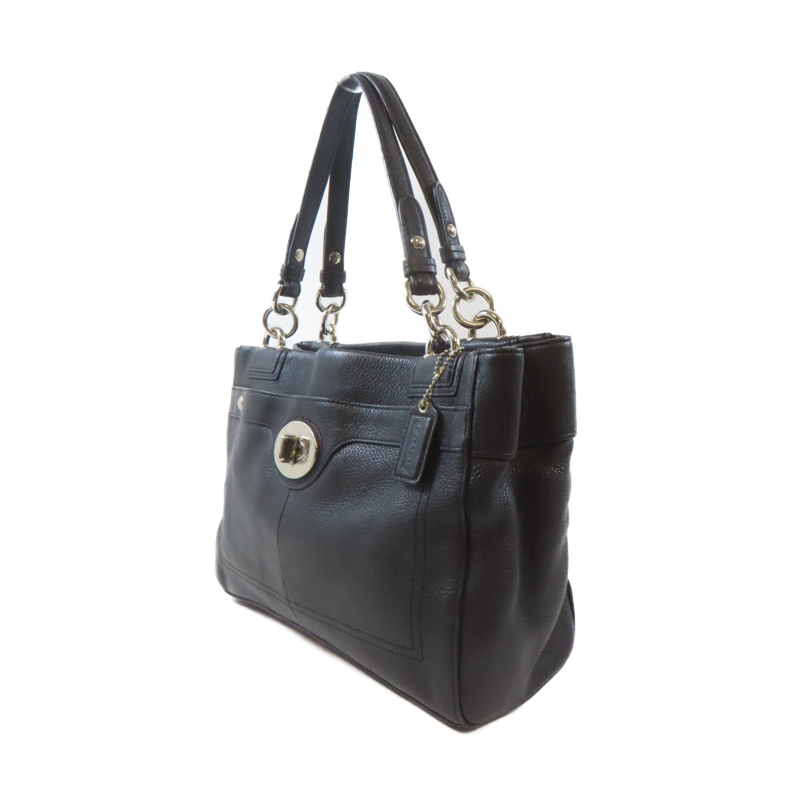 COACH 牛皮皮革Penelope Shoulder Bag銀扣肩背袋黑色