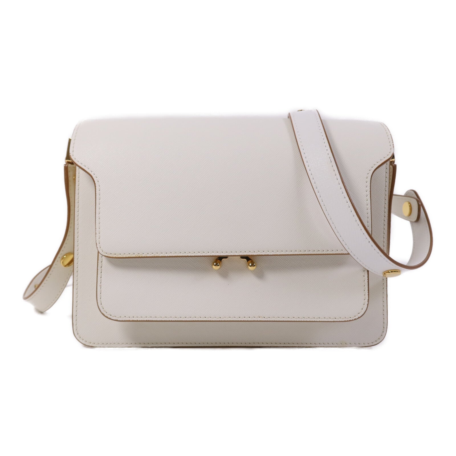 SELECTION 牛皮皮革Marni Trunk Medium Shoulder Bag金扣肩背袋