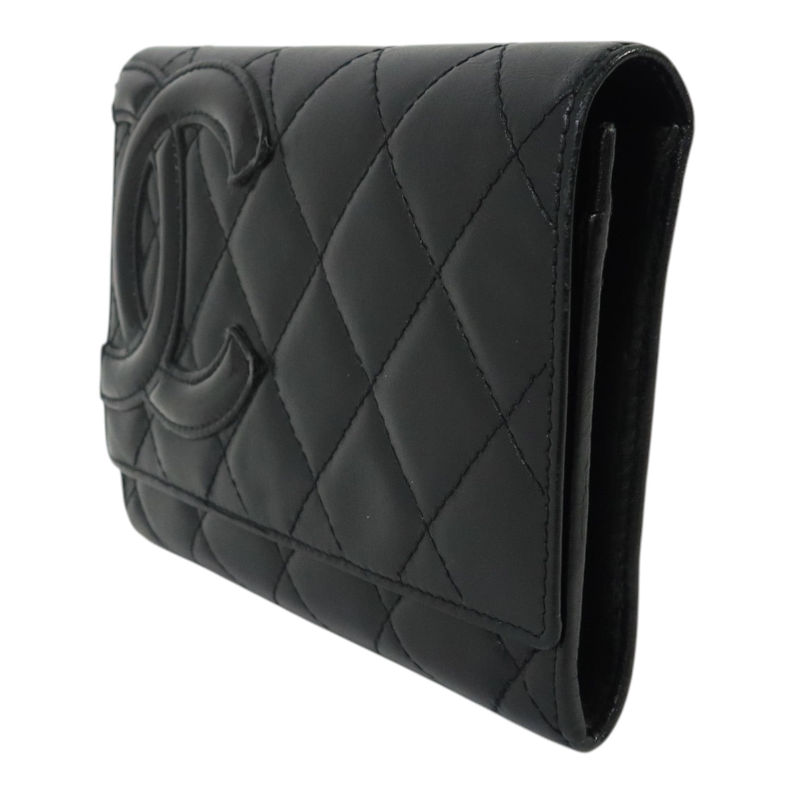 CHANEL 牛皮皮革Cambon Compact Wallet銀扣錢包