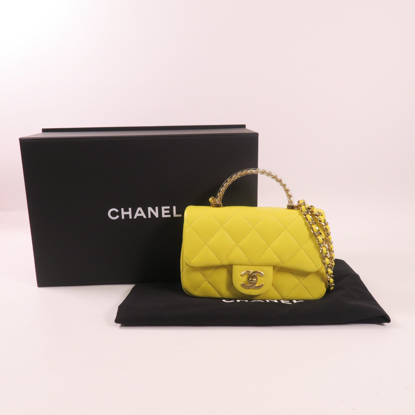 CHANEL 【激減優惠】羊皮皮革Flap Bag With Handle手挽肩背兩用袋