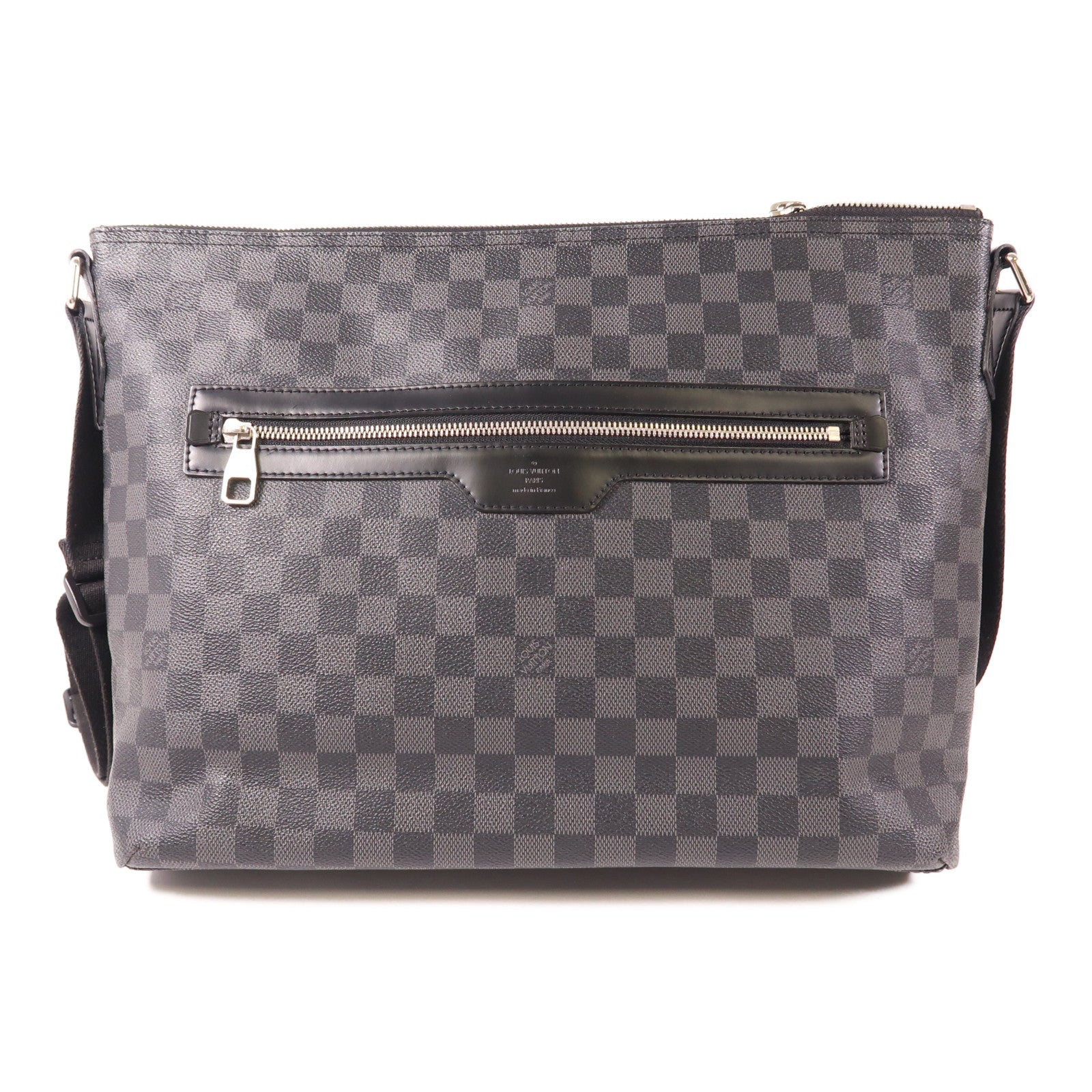 LOUIS VUITTON Damier Graphite Mick MM銀扣肩背袋