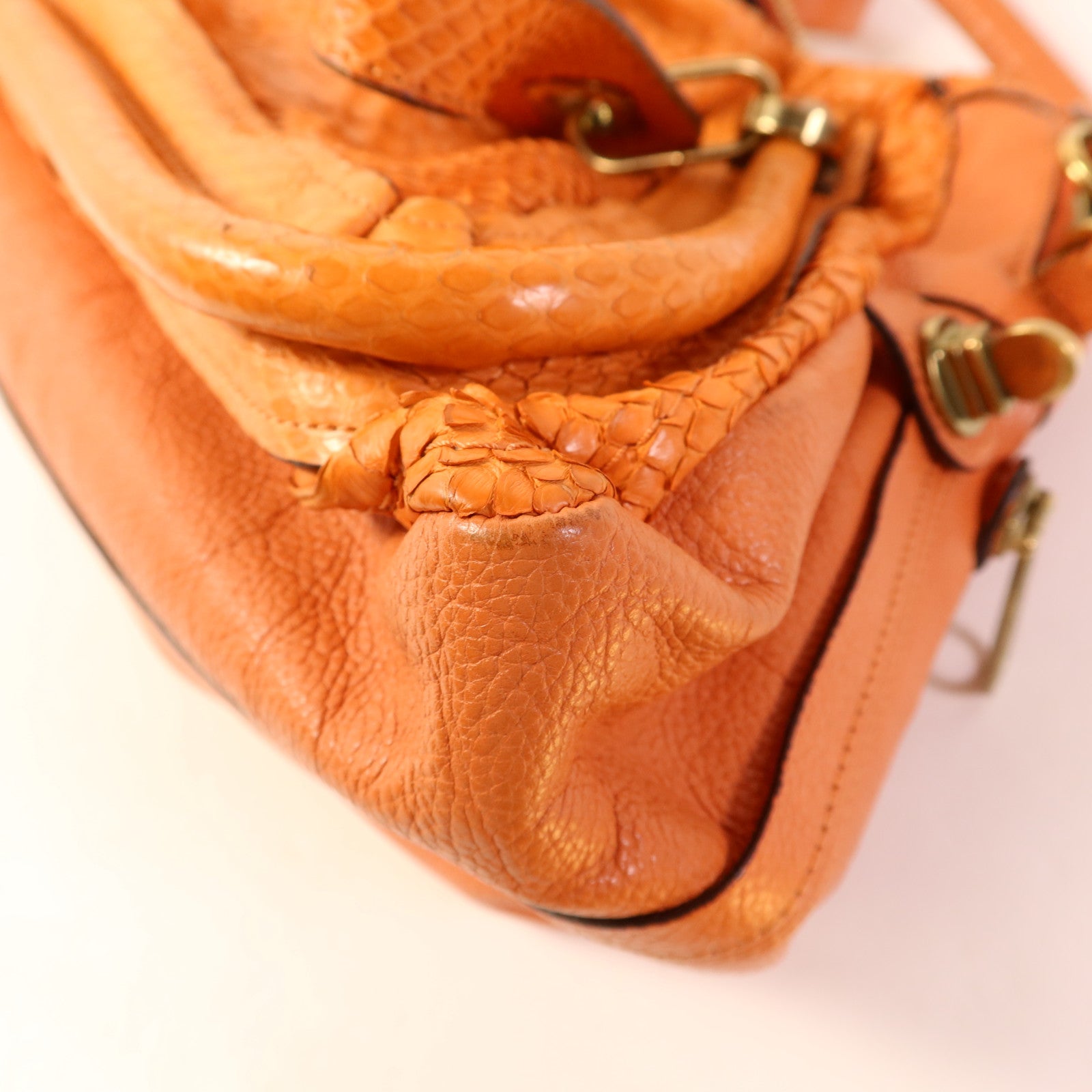 Chloe 蛇皮皮革2 Way Shoulder Bag金扣手挽肩背兩用袋