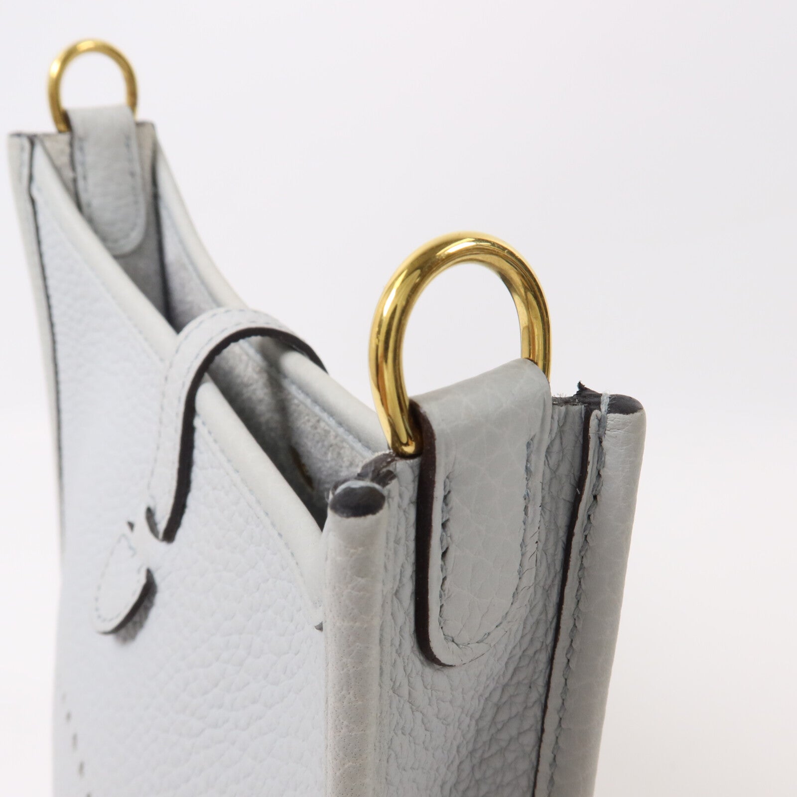 HERMES Clemence皮革Evelyne TPM肩背袋Bleu Pale