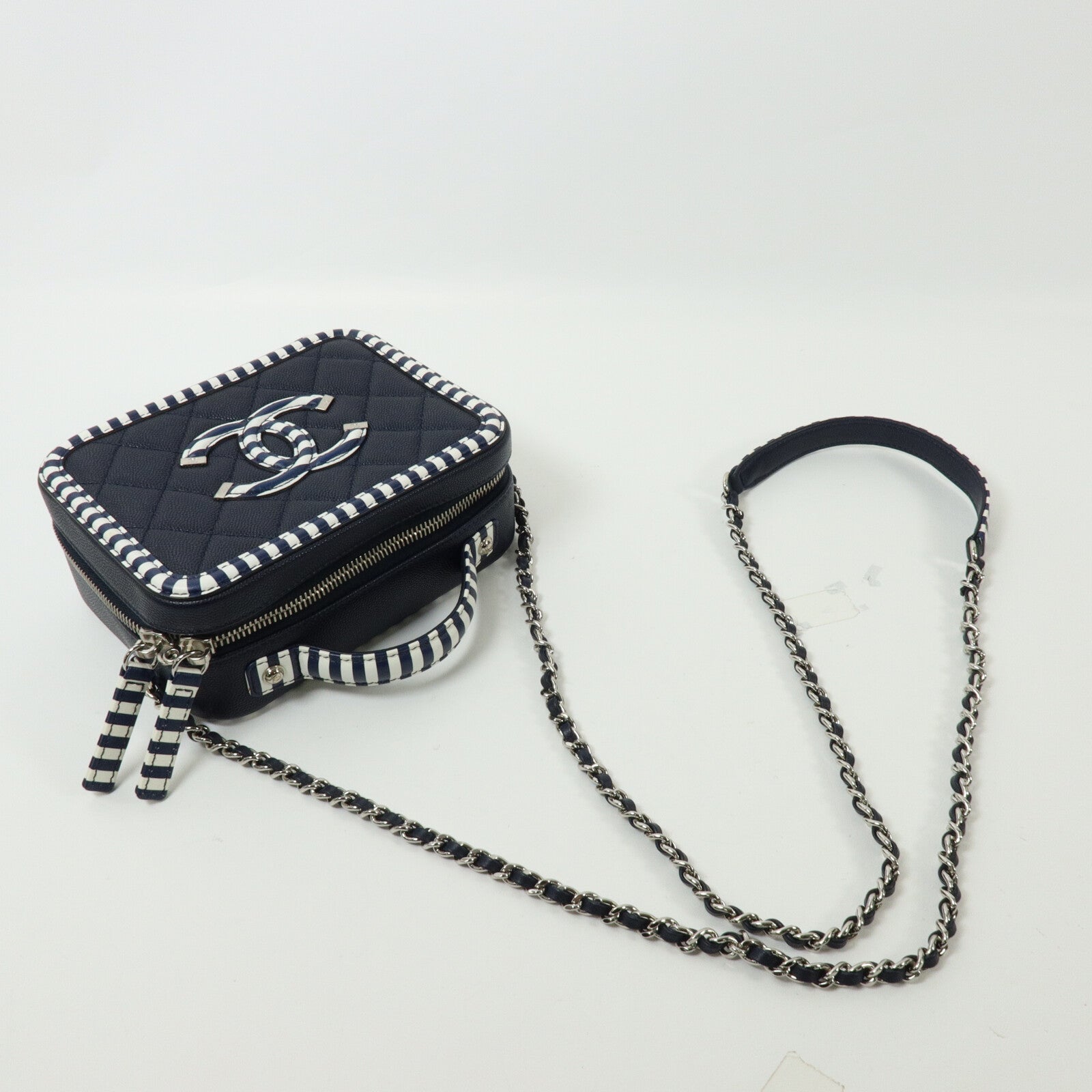 CHANEL 牛皮皮革Vanity Case鏈帶手挽肩背兩用袋